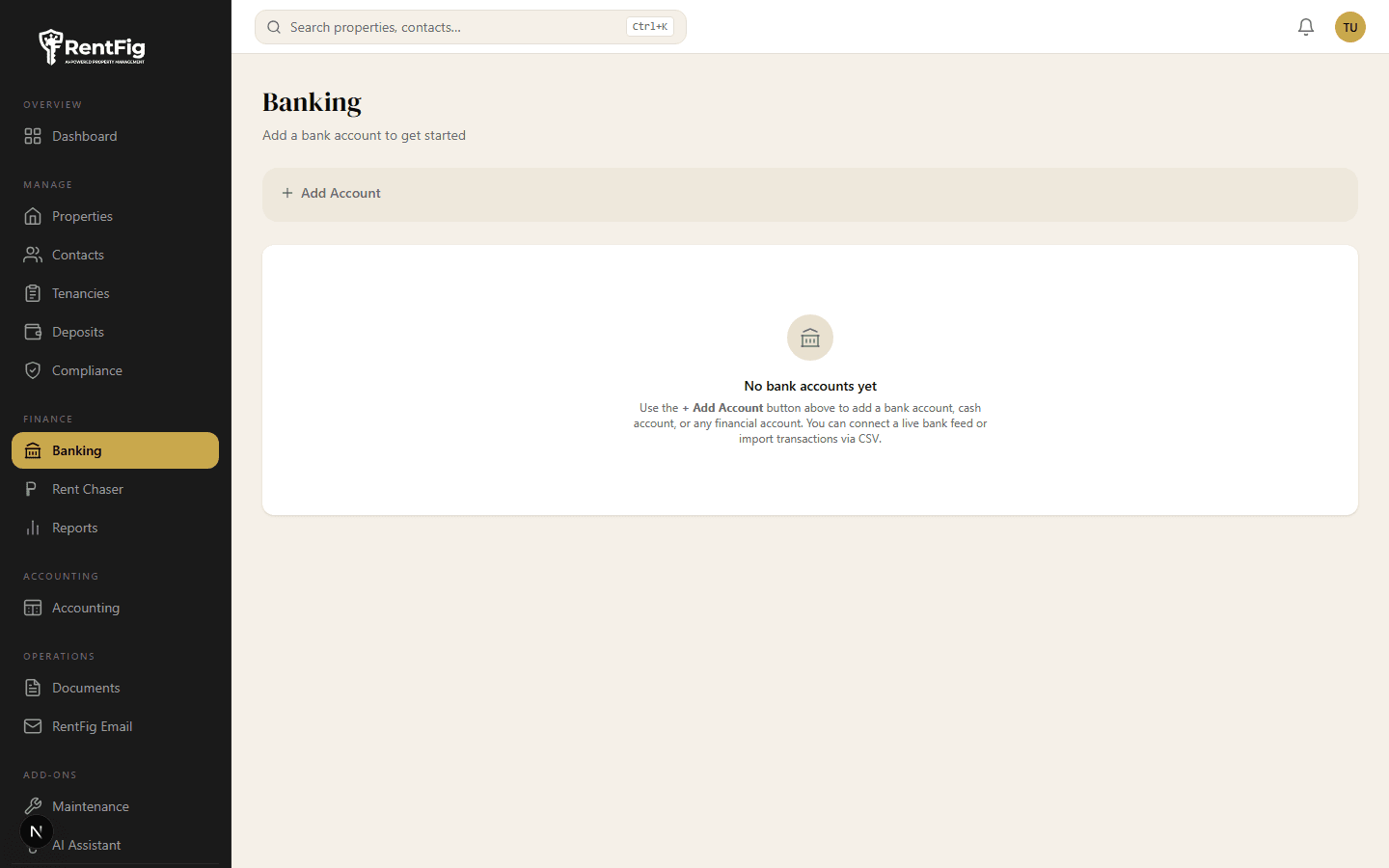 Banking & Reconciliation screenshot