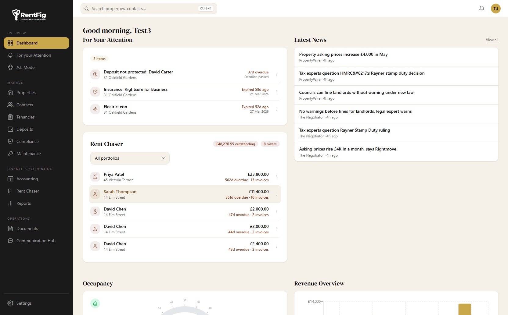 Dashboard & Overview — RentFig screenshot