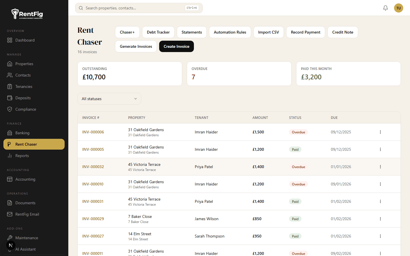 Rent Collection & Chasing screenshot